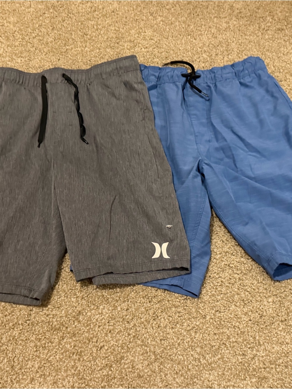 2 Pairs Hurley Kids Gray and Blue Athletic Pull-On Shorts